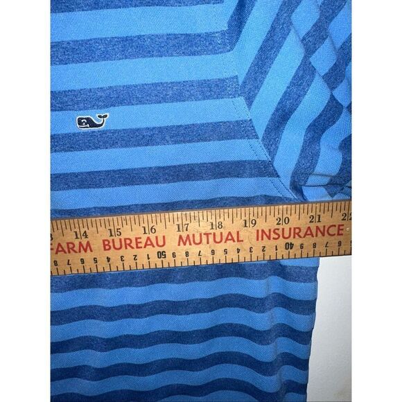 Vineyard Vines Polo Shirt Mens Medium Blue White Stripe Performance Golf Sankaty - Picture 6 of 7